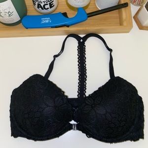 PINK black Lacey Halter bra - slightly padded